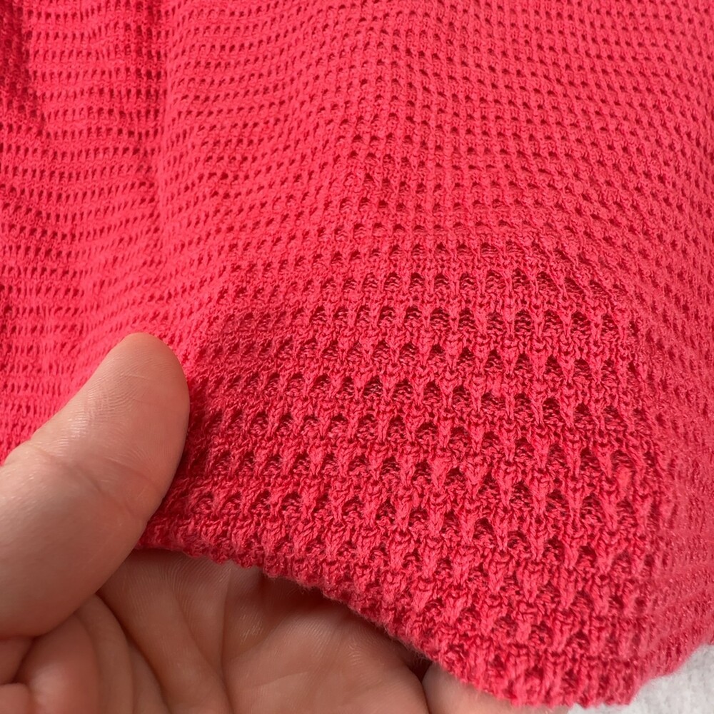 Eileen Fisher Waffle Knit Crewneck Sweater Hi-Low Hem Red Women's Size Large - Picture 13 of 16